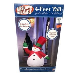 Vtg 2004 Gemmy Airblown Inflatable Christmas Snowman 4 Feet Tall New Open Box